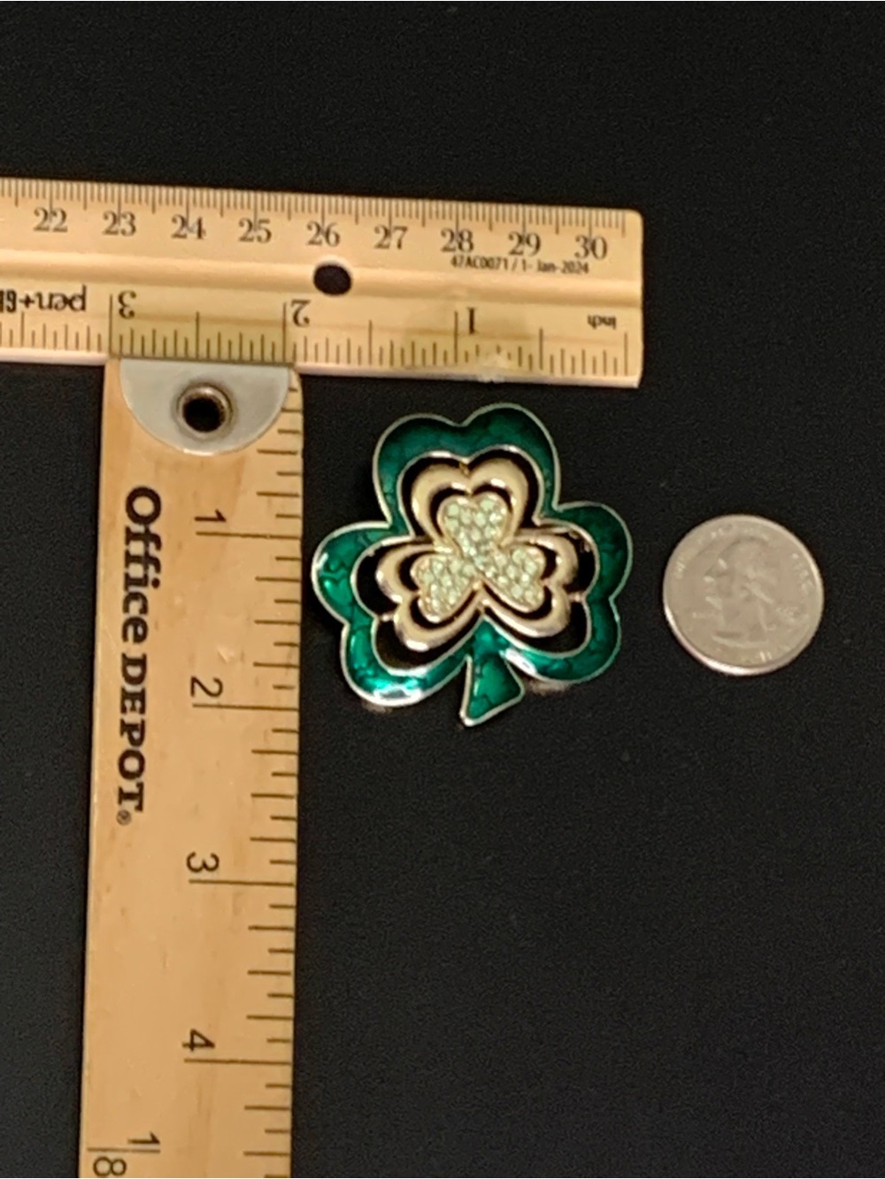 Authentic Napier Layered Shamrock With Sparkling Green Crystal Rhinestones Brooc - Picture 8 of 8